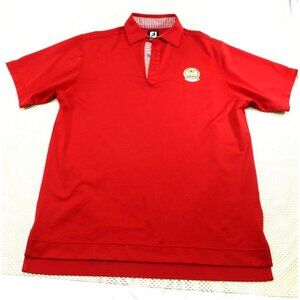 FJ Mens Red PGA Polo Shirt Embroidered Logo Moisture-Wicking Stretch Short Sleev